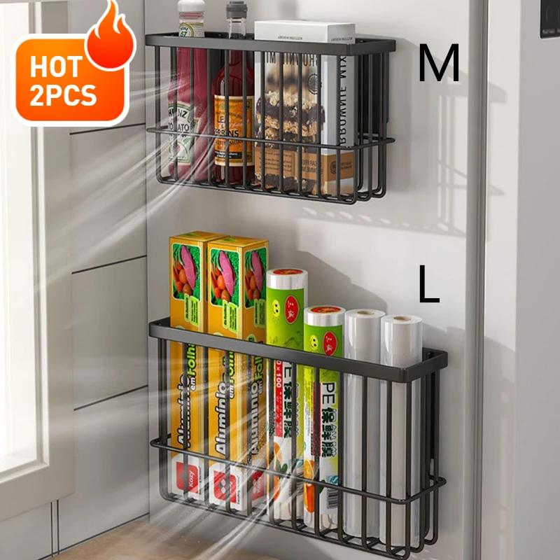 Magnetic Storage Shelf Floating Metal Kitchen Refrigerator Spice Rack Space-saving Fridge Kitchen Organizer Storage Organizer