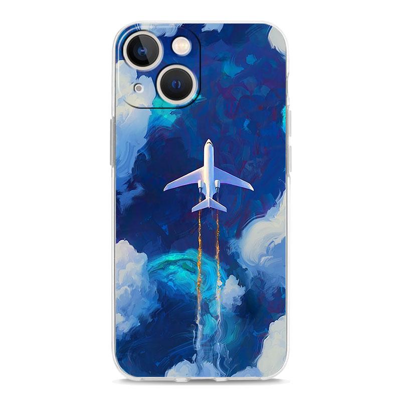 Phone Case For iPhone 17 Air Cases iPhone 16 15 12 13 14 Pro Max SE 7 8 Plus iPhone11 Clear Soft Cover Airplane Pattern