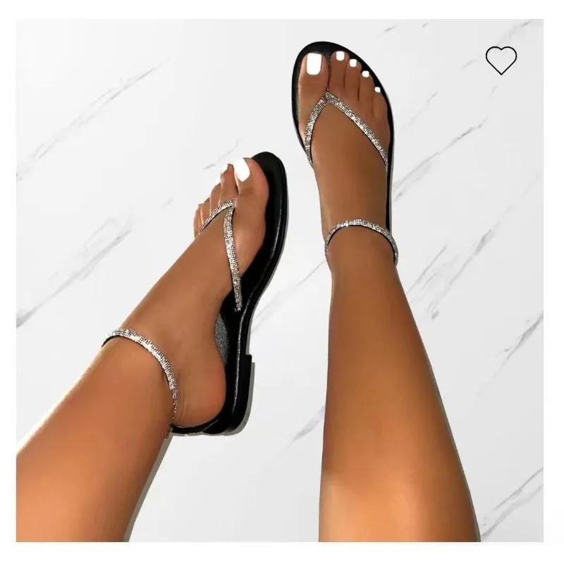 Fashion Exquisite Sparkling Toe - Post Sandals: Elegant Rhinestone Details, Perfect for Casual and Party Wear