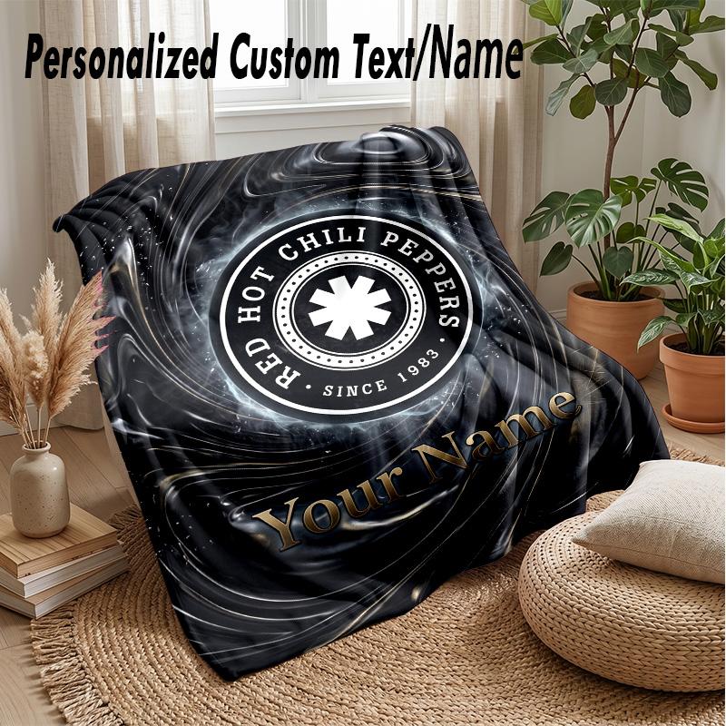 Red Hot Chili Peppers Custom Flannel Throw Blanket Print Your Name Text Soft Warm Blanket Holiday Present