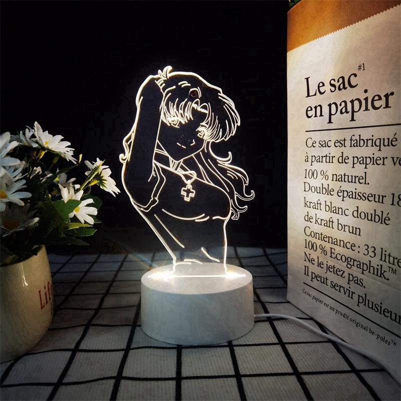 Lumină de noapte LED Neon Genesis Evangelion: Figura colorată din acrilic 3D cu telecomandă la atingere