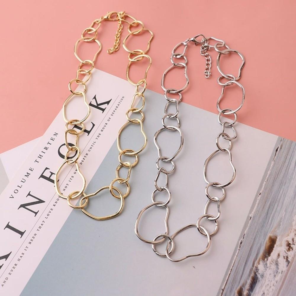 Irregular Circular Chain Gold Color Link Choker Necklace Women Necklace  Party Jewelry Gifts