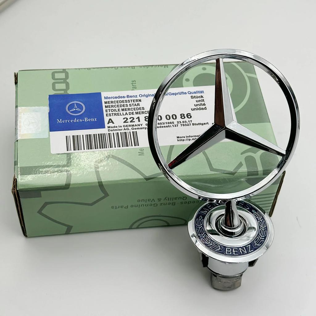 C200 E200 New 2025 For Mercedes Benz 1Pcs 44mm 3D Metal Blue Chrome Star Bonnet Hood Logo Emblem Badge for Mercedes Benz W202 W2