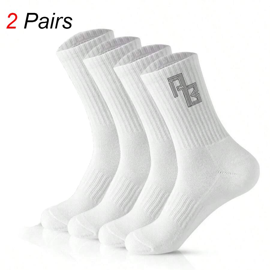 

2/6 Pairs Men Medium Length Socks Simple Versatile Casual Black White Striped Breathable High-Quality Casual Round Neck Socks One Size
