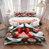 3pcs Christmas Holiday Wreath with Doves and Candy Canes, Festive Decoration Set Including One Quilt Cover and Two Pillowcases (No Core)