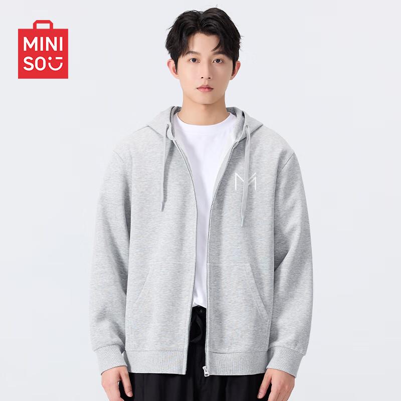 MINISO Men's Heavyweight Full-Zip Hooded Sweatshirt