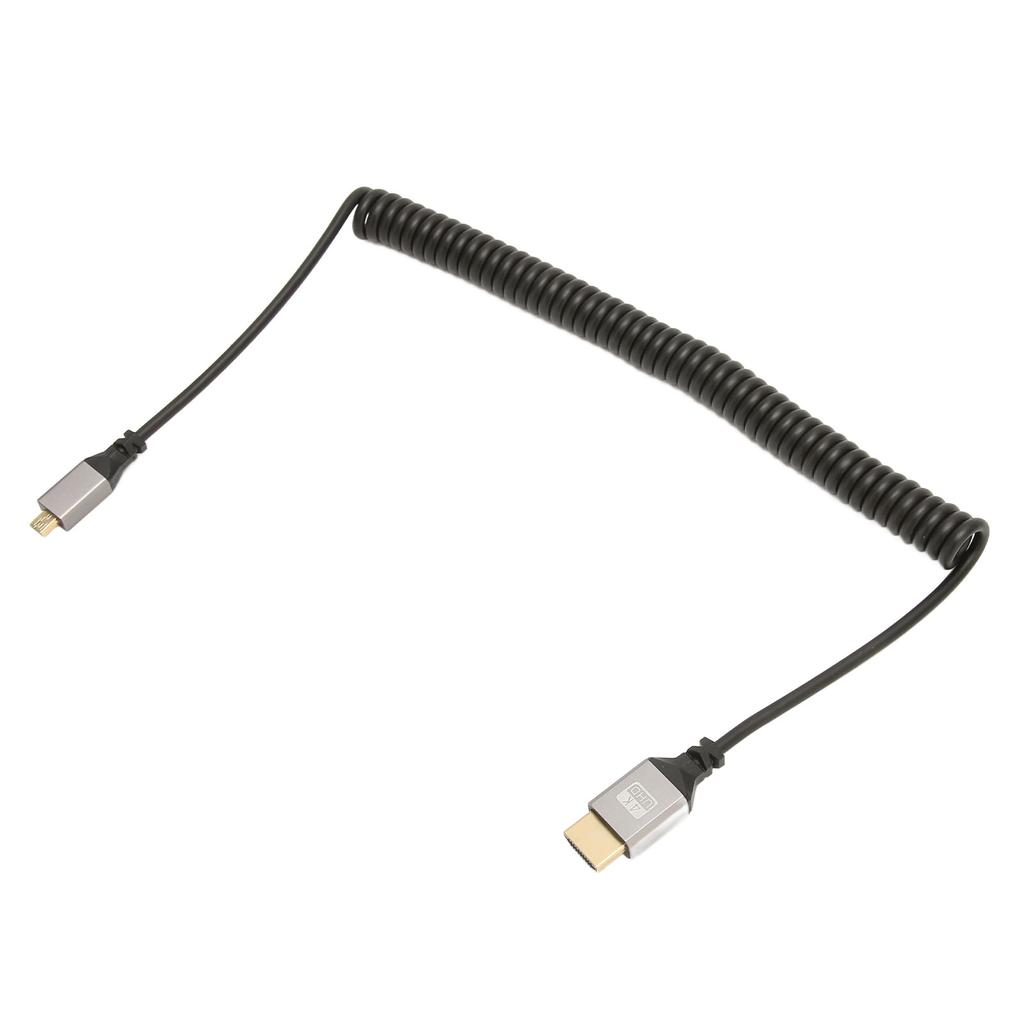 Mciro HD Multimedia Interface Spring Adapter Cable 4K 60Hz 18Gbps High Speed Cable for Tablet Camera TV Monitor HD Male