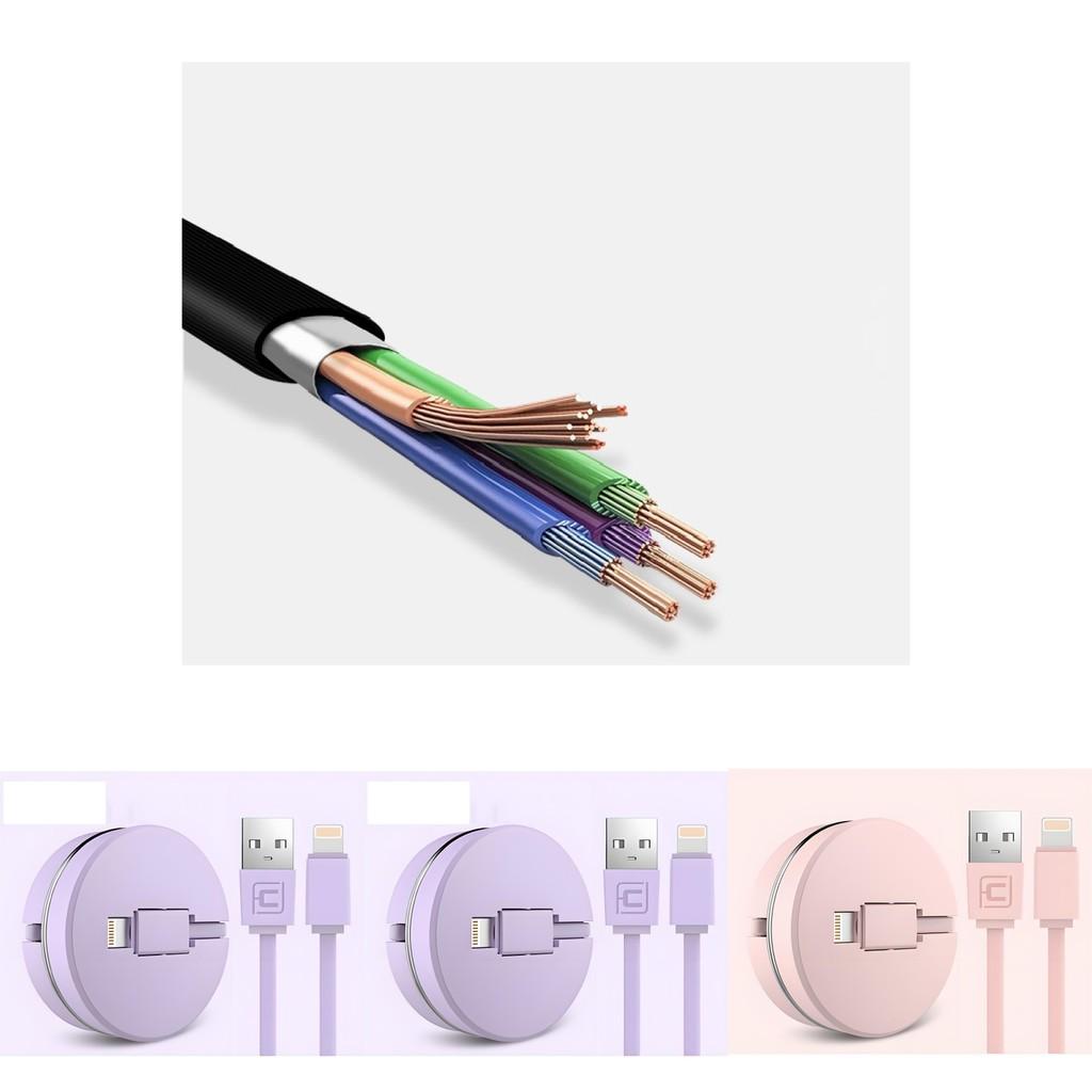 Small Round Box Expandable Data Cable For Apple Devices With Multifunctional Charging Capabilities