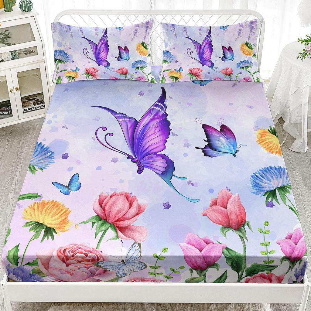 Beautiful Butterfly Pattern Mattress Three-Piece Digital Printing Bedding Mattress Three-Piece Set Small And Fresh