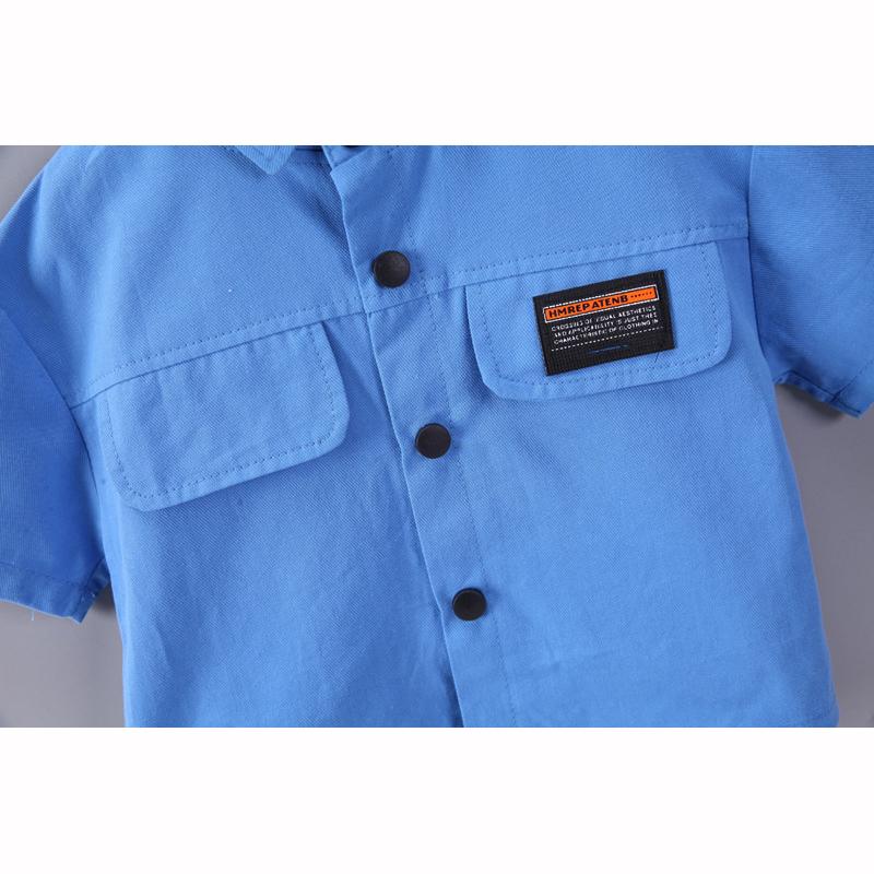 Sommerhemd Kind Kurzarmsets Kinder Freizeithose Zweiteiliges Hemdset