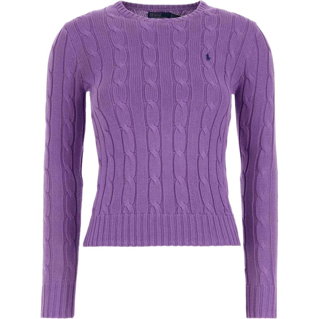 Polo Ralph Lauren Solid Color Crew Neck Long Sleeve Sweater Women sweater Lavender 211891640-028