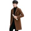 Men's 2022 Korean-Style Woolen Windbreaker Coat with Plus Velvet Long Jacket.
