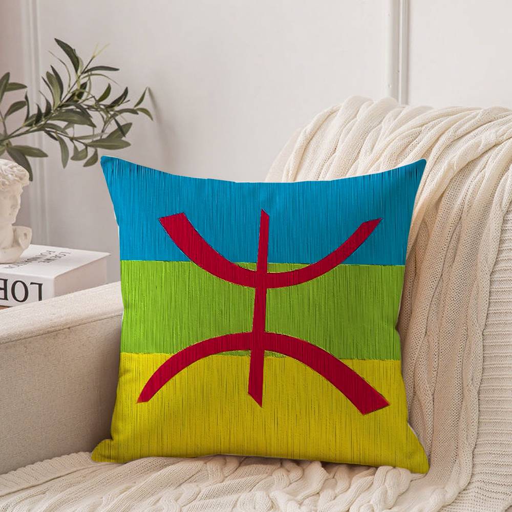 Kabyle Amazigh Flag Throw Pillow Case Home Decor Throw For Sofa Bed Car Room Decor Gift Idea 12x12Inch