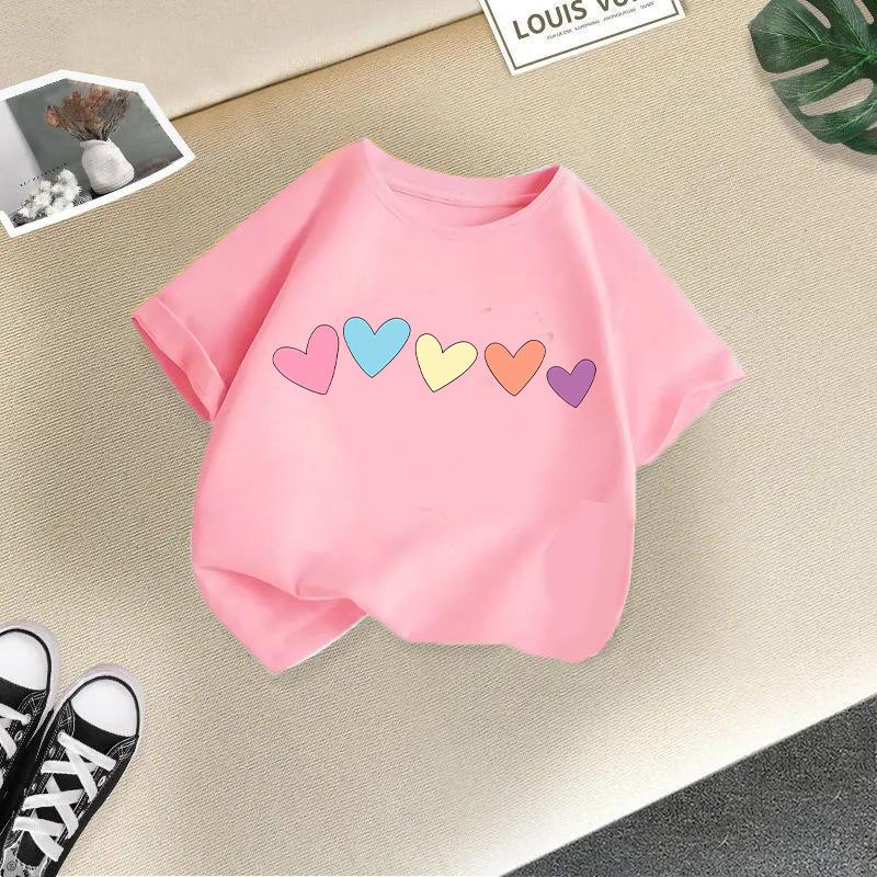 Girls shortsleeved tshirt new summer crew neck top girls foreign summer clothing childrens halfsleeved childrens clothing