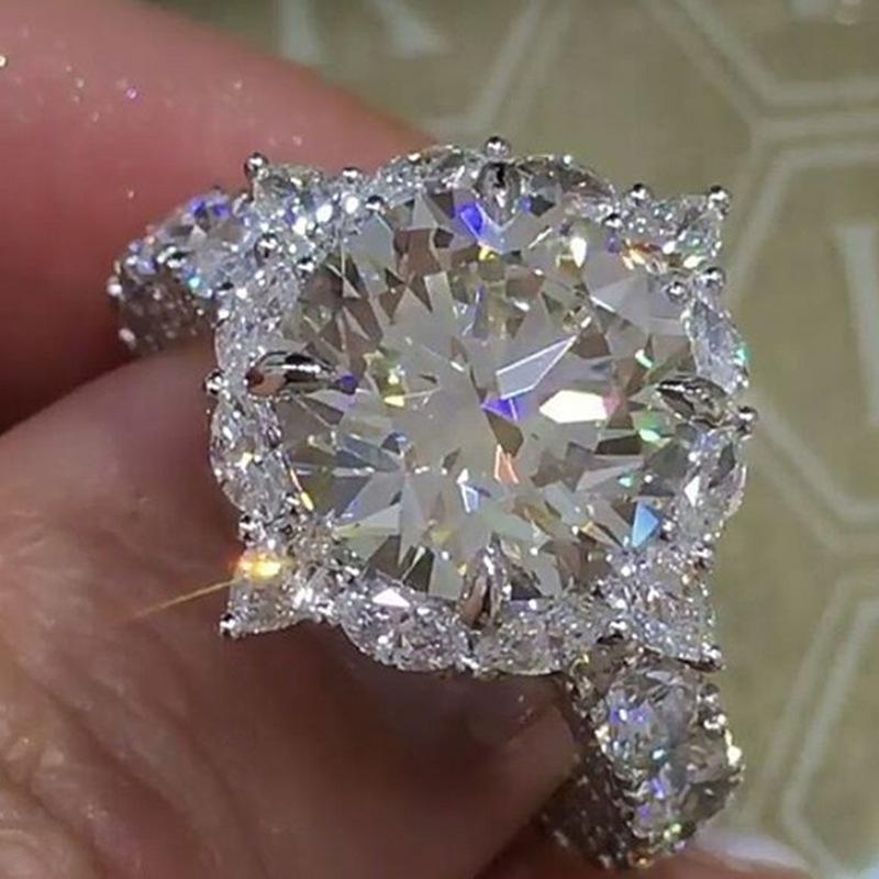Inlaid Round Zircon Ring Classic Temperament Ring Popular Jewelry