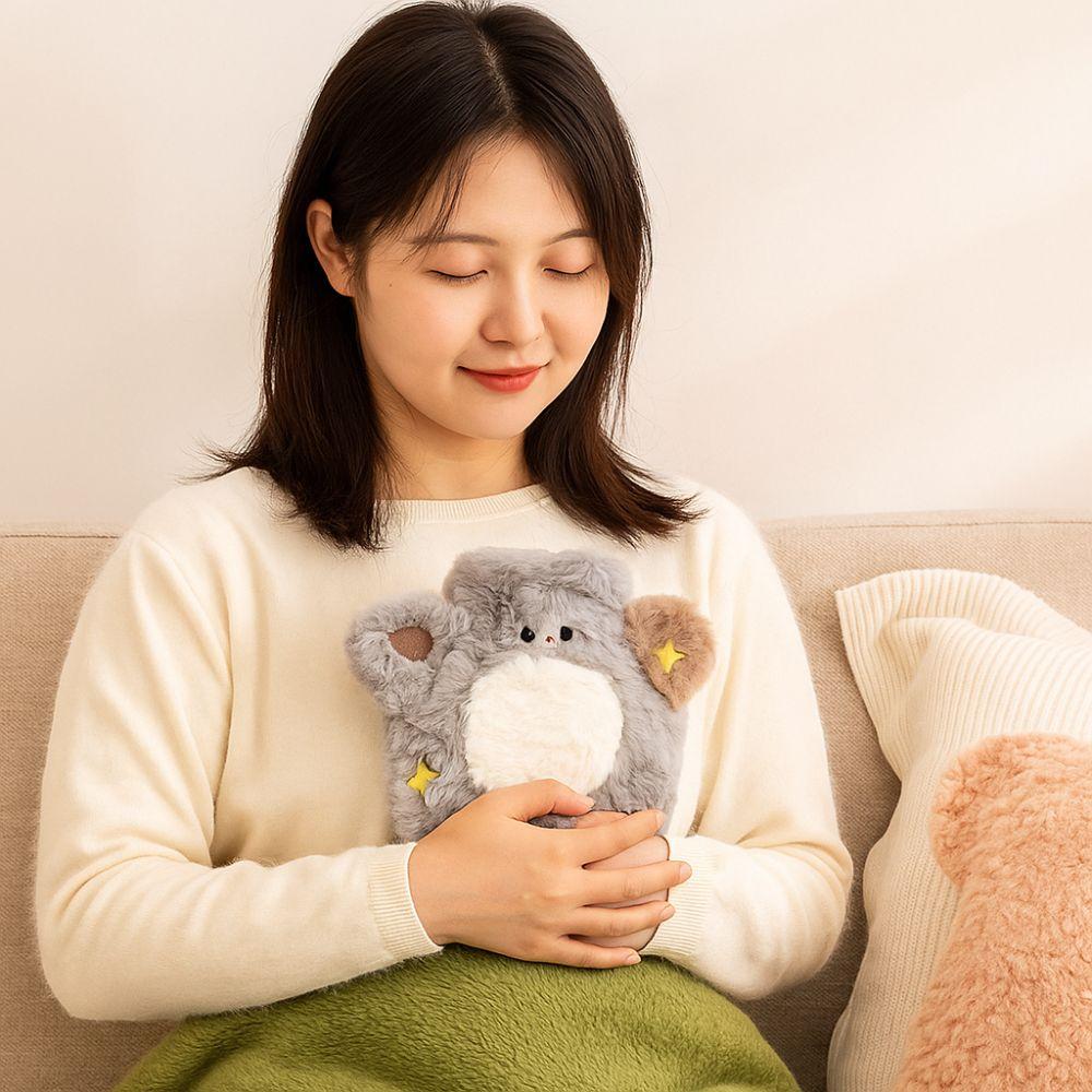Plush Cover Warm Water Bag Portable Plush Hot Water Bag Detachable Insulation Bottle Women Period