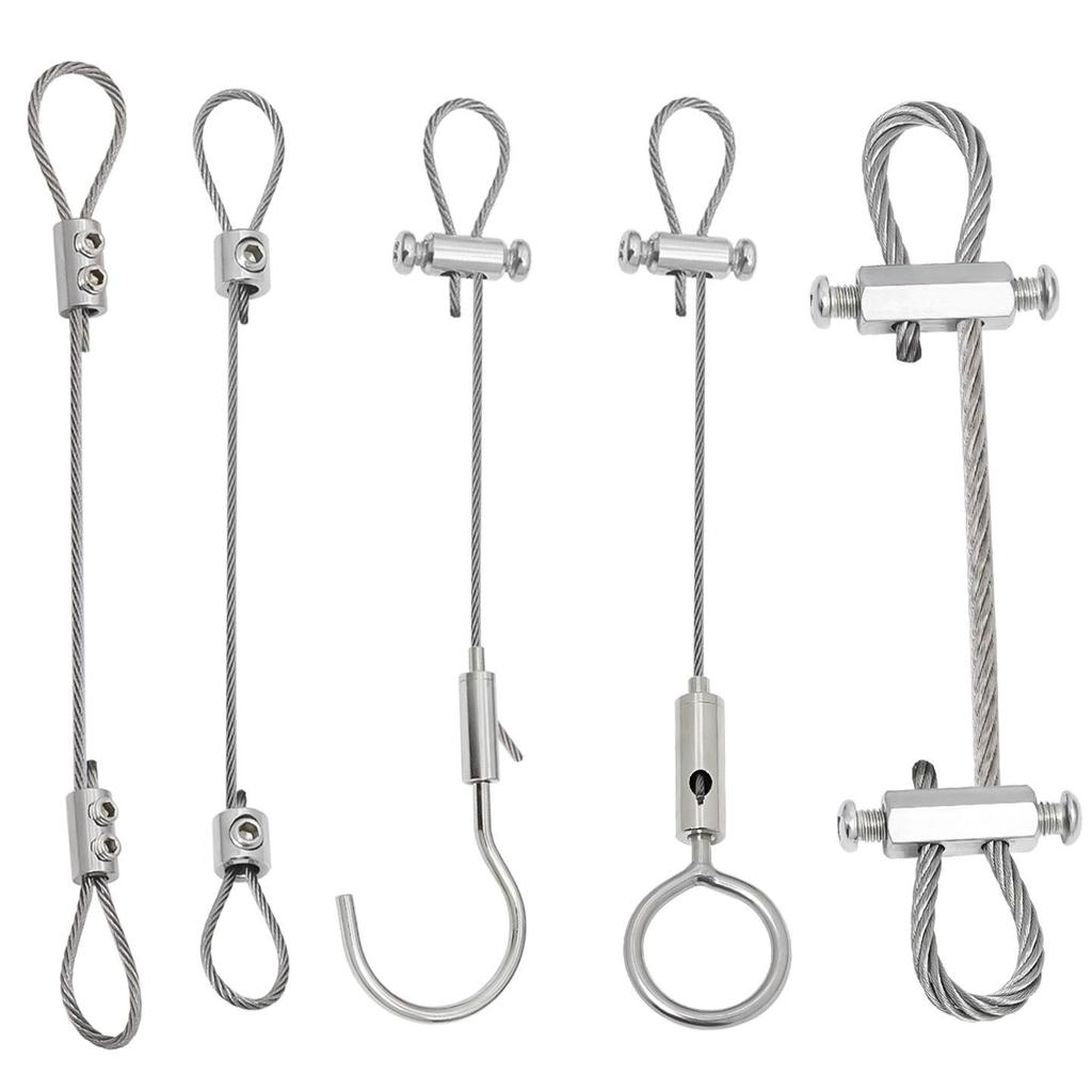 304 Stainless Steel Adjustable Wire Rope Hanging Fixture with Safety Hook