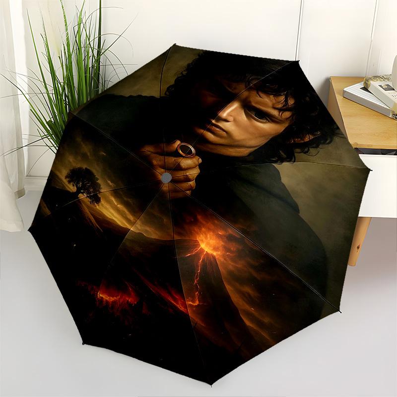 1pc Lord of the Rings Volcano Automatic Folding Umbrella - Compact 8-Rib Design, Durable Plastic & Iron1286L