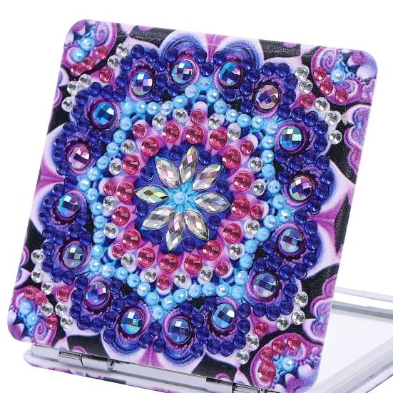 1 Set DIY Diamond Painting Mirror Exquisite Elegant Bright Colored Foldable Mini Makeup