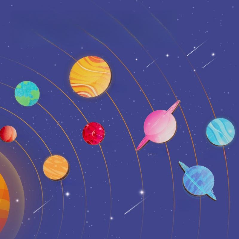 Wooden Science Astronomy Cognitive Toy Children's Puzzle Planet Pairing Handmade Limewood Plywood Puzzle