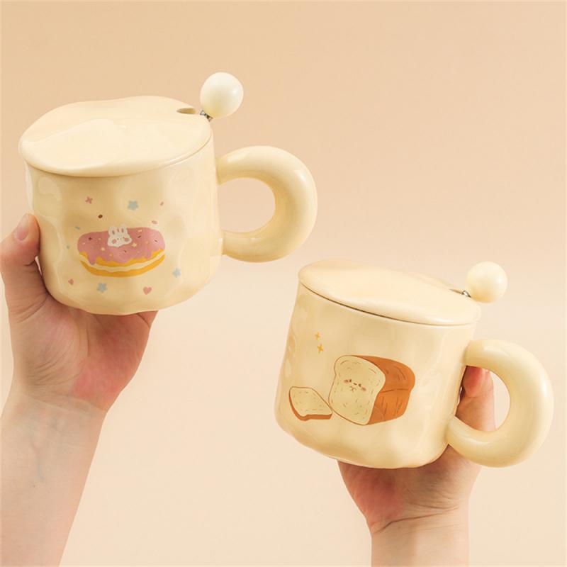 Porcelain Cup Girl Cartoon Multifunction Covered Spoon Practical Cute Water Accessories For Perfect Cup For Hot Drinks Mug