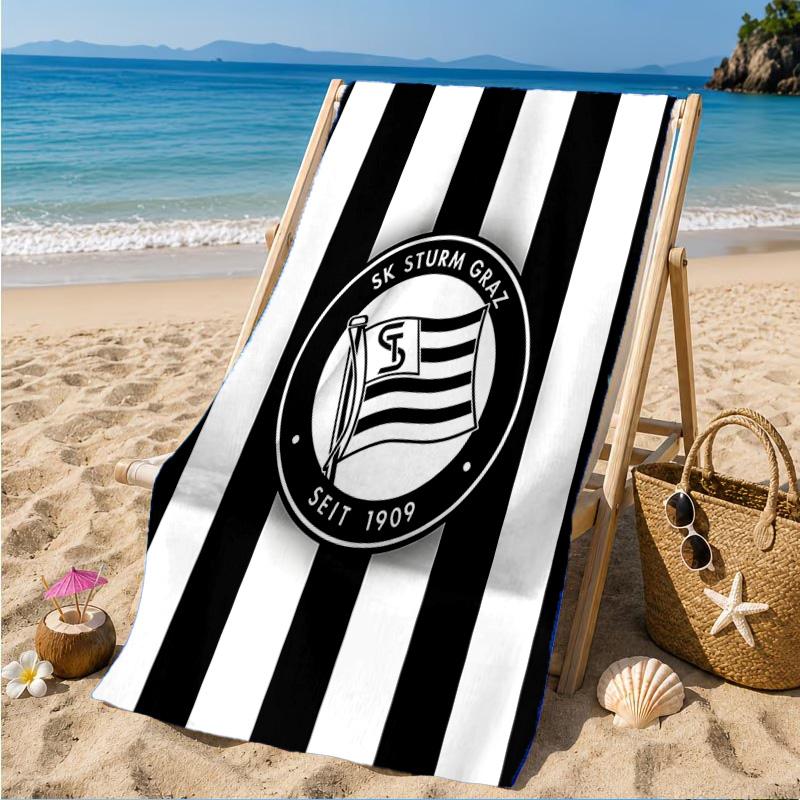 Toalla de Playa de Microfibra Estampada con el Escudo del Sturm Graz, Suave y Absorbente, Secado Rápido, Ideal para Viajes de Verano, Esencial para la Playa, Piscina