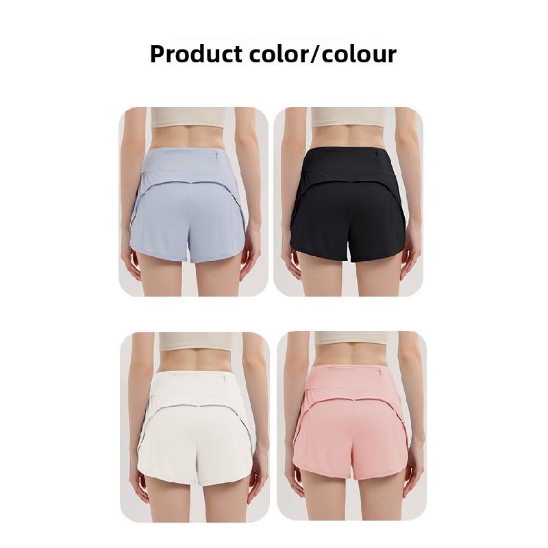 Nude-feel quick-dry sports shorts for women, loose-fitting, anti-exposure, high-waisted, for running, fitness, training, and casual wear in summer