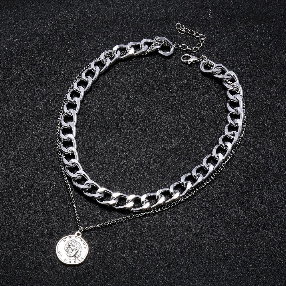Artistic Coin Necklace With Vintage Style And Layered Water Chain For Unique Women Accessory серебряный