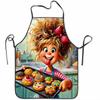 1pc Playful Baking Girl Printed Apron - Vibrant And Lively Image of Curly Cute Girl Adds Joyful Atmosphere To Kitchen - Suitable for Daily Cooking, Ba