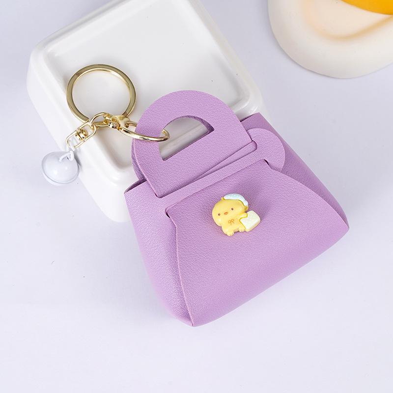 Korean Cartoon Couple Keychain Bag: Cute PU Charm & Earphone Holder Gift Pendant