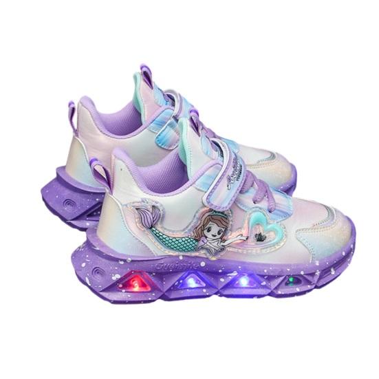 Kids Sneakers Toddler Sports Shoes with Lights Breathable Anti-skid Princess Shoes