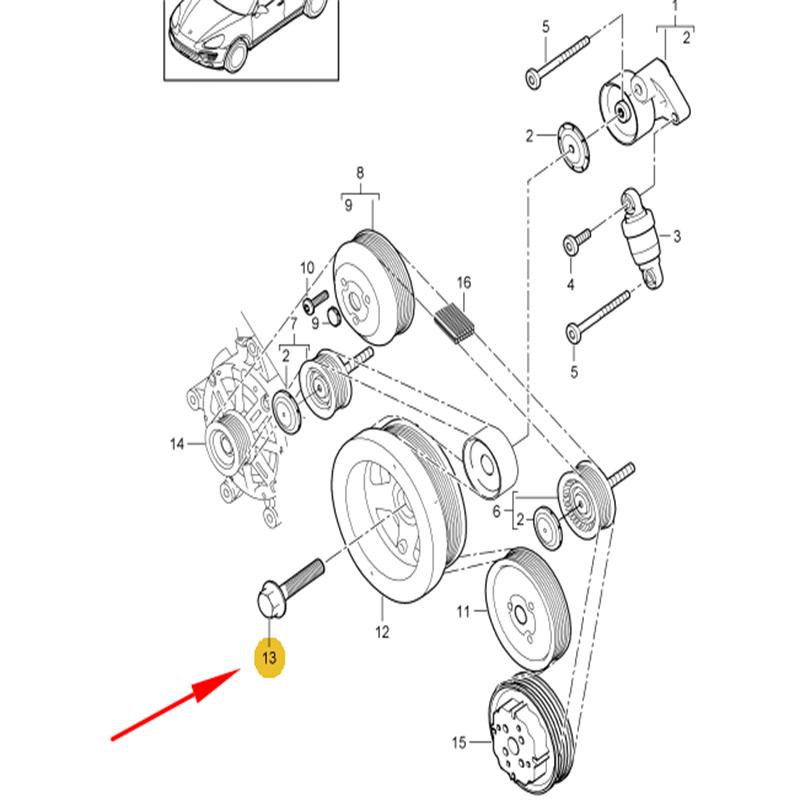 Suitable for Porsche 11-17 Cayenne 3.6 Crankshaft Shock Absorber Hexagonal Bolt 94810220210
