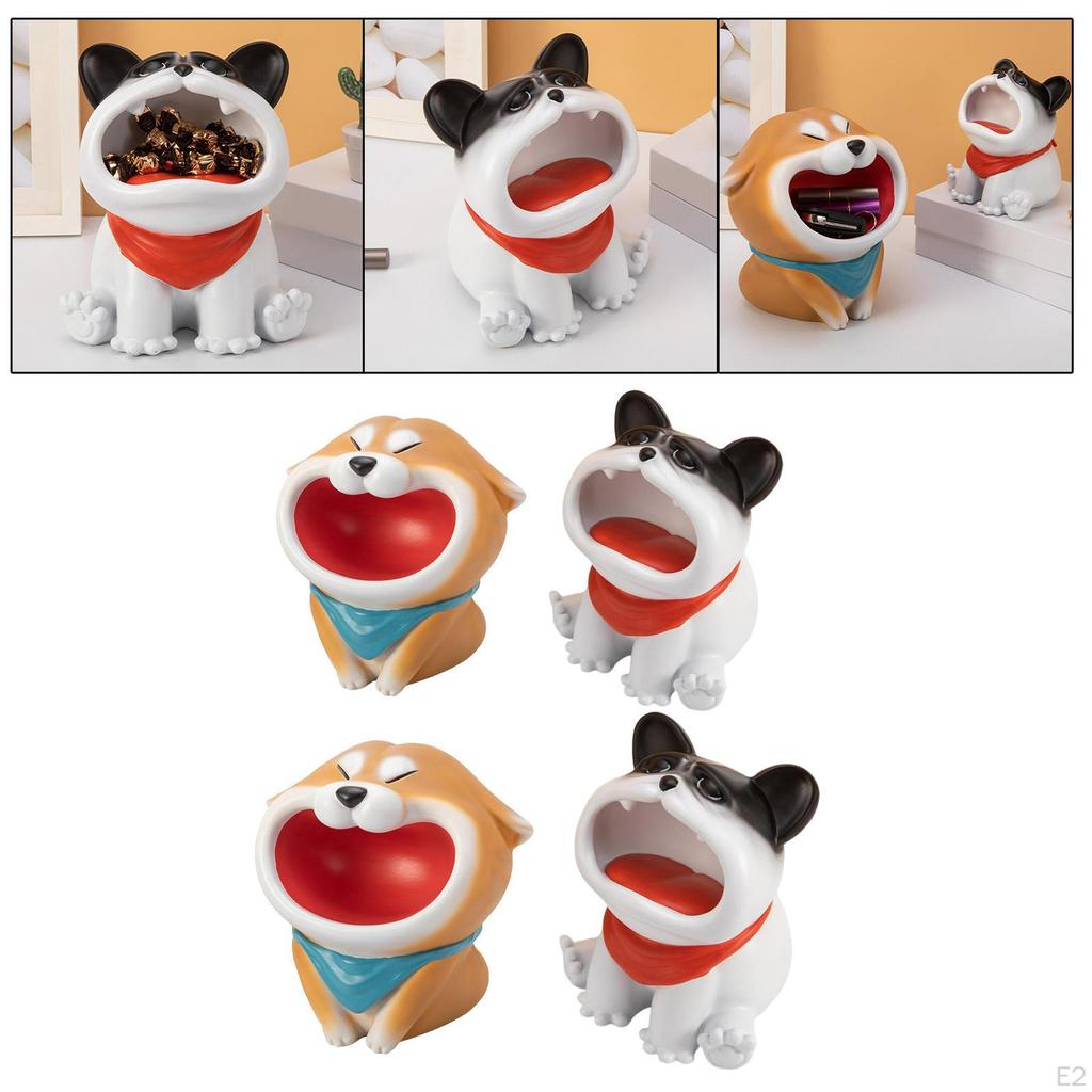 Dog Desk Storage Bowl Statue Modern Box Container Decorative Figurine for Table Apartment