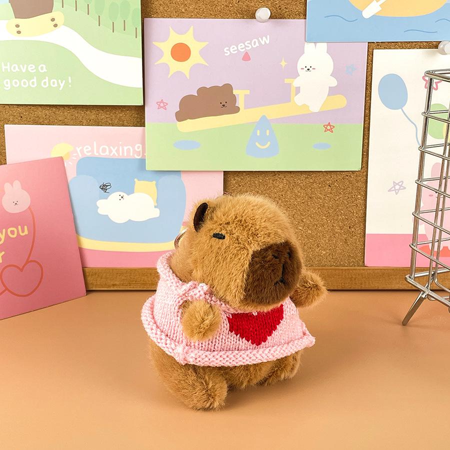

New Love Clothes Kapibala Plush Doll Sweater Capybara Doll Bag Hanging Gift Doll Height about 11cm