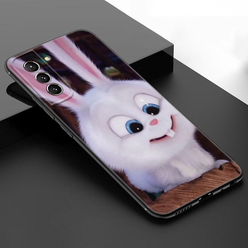 Cute Cartoon Rabbit Black Silicone Phone Case For Samsung Galaxy S23 S21 S20 FE S24 S22 Ultra S10E S10 S9 S8 Plus