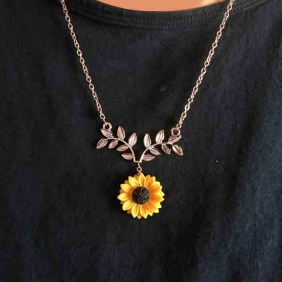 Ensemble de bijoux pour femmes, joli pendentif feuilles de tournesol, clous d'oreilles, boucles d'oreilles, collier, cadeau