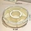 Round Snack Tray with Lid and Handle-Portable 9/6 Ccells Food Storage Box with 360 ° Swivel and Clear Window Cover for Travel