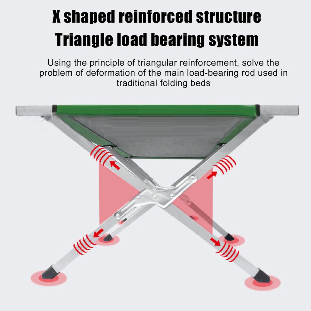 Outdoor Folding Bed Portable Folding Camping Cot Ultra Light Camping Lunch Bed Green