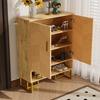 Modern, Minimalist Shoe Cabinet, Unique Wood Grain, Golden Iron Frame, Two-Door Storage Cabinet, Narrow Shoe Cabinet, Shoe Rack, Shoe Tipper,