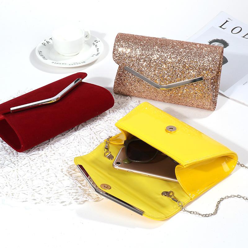 Solid Color Simple Women's Personalized Square Clutch , Fresh Girlish Temperament Single Shoulder Portable Dinnerbag