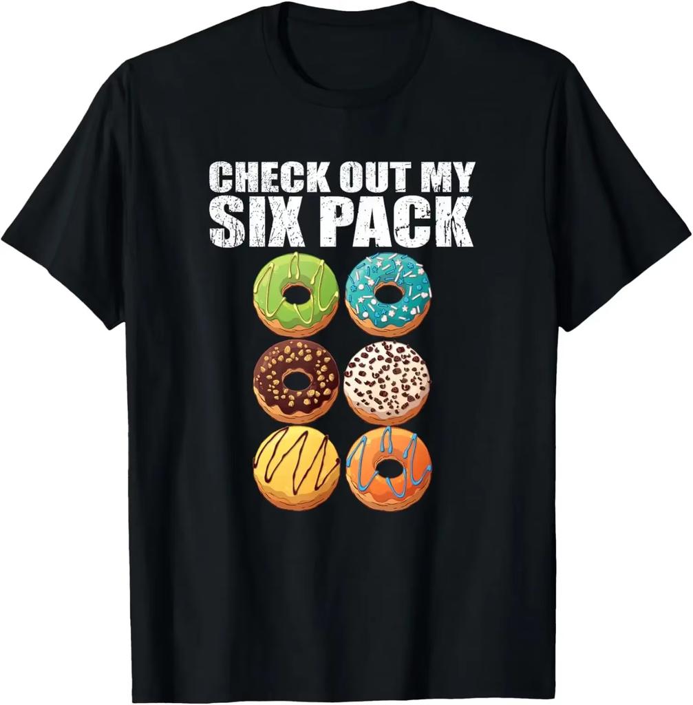 Unisex Tshirt Funny Six Pack Food Graphic Tee Crew Neck Short Sleeve Sausage Donut Burger Humor Print Casual Party Street Top