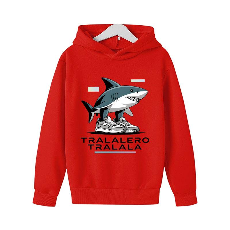 Dětské oblečení Brainrot Tralalero Tralala Grafická mikina pro milovníka žraloků Vtipný meme Dětská mikina s kapucí Módní svetr