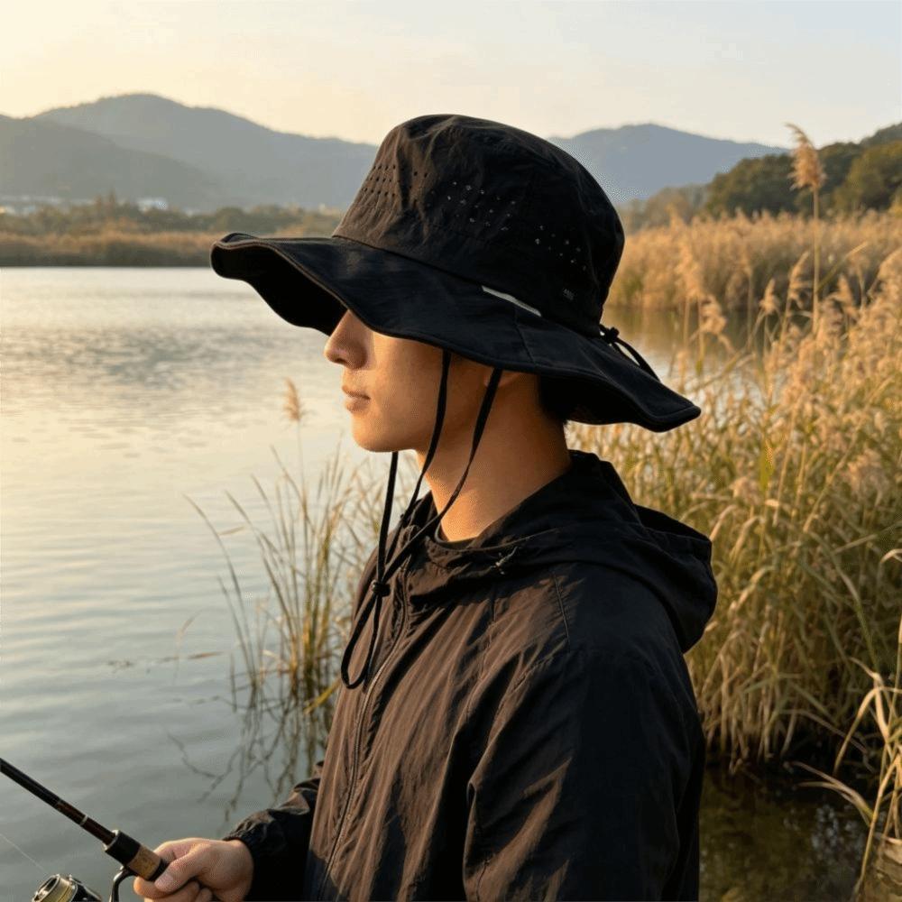 Quick Dry Wide Brim Fisherman Hat Wide Brim Sun Hat Fashion Mountaineering Cap Vacation Wear