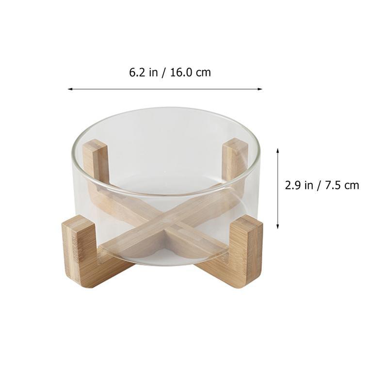 1 Pcs. Glass Kitchen Creative Kitchen Mixing Salad Bowl for Pasta Bowl for Pasta Serving Bowl with Wooden Base | Bowls