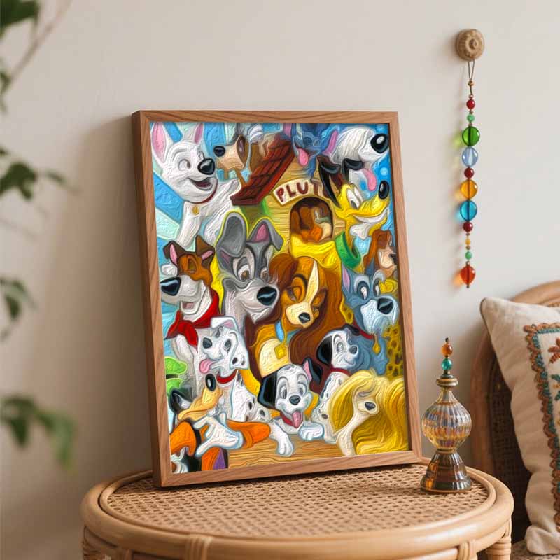 Disney Digital Oil Painting Art Kit Cartoon Dogs DIY Handmade Home Decoration Gift