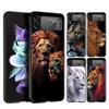 Harte PC-Handyhülle Für Samsung Galaxy Z Flip 7 6 5 4 Schwarze Abdeckung Für Galaxy Z Flip 3 Faltbar Stoßfest Der Löwe Fundas Capas
