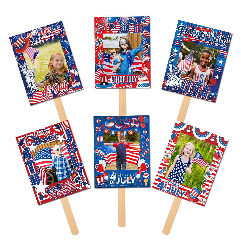 Theme Day Independence Flag Pattern Handheld Photo Frame Shooting Decor Prop