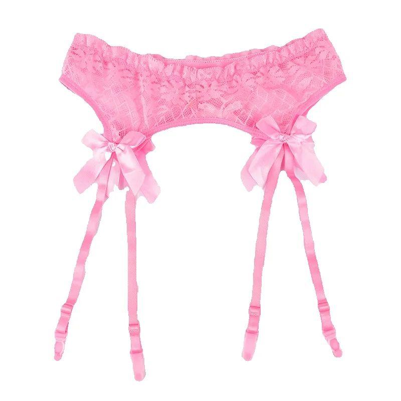 Women Sexy Lace Transparent Thigh-Highs Garters Bow Lace Adjustable Suspender Garters Belt Stockings Clubwear Erotic Underwear