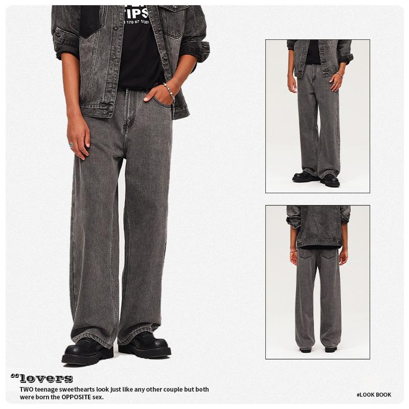 Autumn/Winter Men'S Wear | Loose Water Washed Cowboy American Retro High Street Pants Straight Leg Wide Leg Pants Casual Trendy Jeans