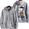 Snoopy Print Unisex Zip-Up Hoodie - Warm & Loose for Autumn/Winter